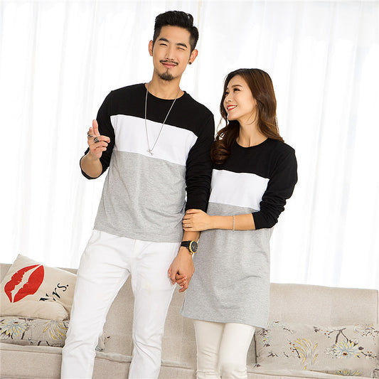 Colorblock Long-sleeved T-shirt For A Family Of Four Couples